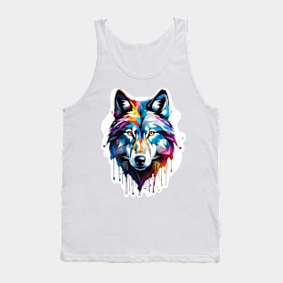 Wolf Head Dripping Rainbow Graffiti Tank Top